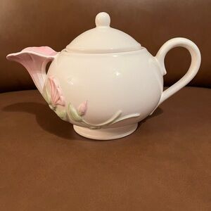 Vintage Teleflora Ceramic Teapot w/ Morning Glory Flowers